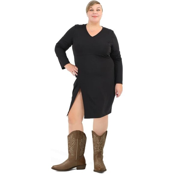 mysoft Women's Light Brown Western Cowboy Boots Mid Calf Pointed Toe Cowgirl - Picture 2 of 6